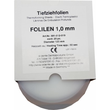 Aldente Folilen 1.0mm - 120mm Round - Clear - Pack 20 (581-012-019)